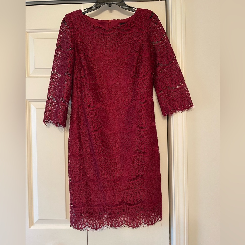 Ronni Nicole Burgundy Lace Long Sleeve Dress